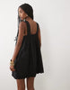 Abercrombie & Fitch square neck flowy mini dress in black