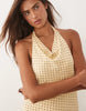Mango halterneck mini dress in yellow polka-dot print