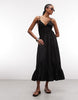 COLLUSION cami volume channel detailing midi dress in black