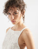 slash neck all over lace midaxi dress in ivory