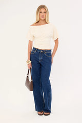 Luck & Trouble Bruni Off Shoulder Lace Top Cream