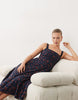 Abercrombie & Fitch sleeveless midi dress with godet hem in red and navy floral print