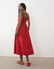 Abercrombie & Fitch strapless midi dress in red polka dot print