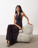 WeWoreWhat cowl halter neck maxi dress in polka-dot navy