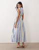 ARRANGE dropped waist midaxi wrap dress in blue stripes