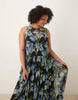 Curve racer neck smock maxi dress in dark based floral