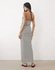crochet jersey halter neck maxi dress in mono stripe