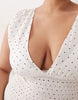 Esmée Curve mid waist shirred maxi beach dress in white & black polka dot