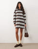rugby polo mini dress in brown stripes