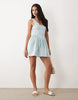 corset waist mini dress in pastel blue
