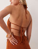 Miss Selfridge Petite linen look halter maxi dress in rust