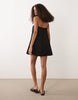 cotton linen bandeau mini sundress in black