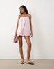 poplin puff mini sundress with tie straps in sugary pink