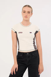 Worship Anytime Panelled Cap Sleeve Tee Zine/Worn Black