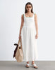 & Other Stories corset detail midi dress with puff skirt in white