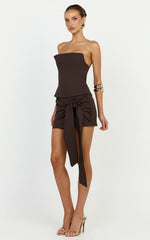 Gigi Top - Strapless Square Neck Corset Top in Chocolate