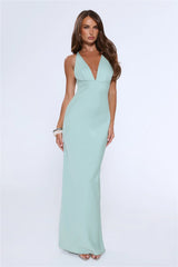 Midnight Luxe Satin Maxi Dress Sage