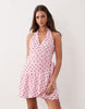 Gina Tricot sheer wrap mini dress in pink polka dot