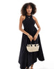 YAS racer neck jersey and cotton hybrid maxi dress in black