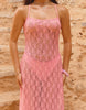 The Frolic x Lydia Kara exclusive lace square neck thigh split maxi beach dress in pink