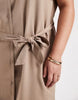 ONLY Curve tie waist mini dress in taupe gray