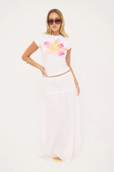 Luck & Trouble Solene Shirred Maxi Skirt White