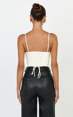 Allegra Top - Panelled Cup and Bodice Corset Top in Off White
