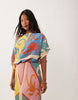 Never Fully Dressed Petite Tilly off shoulder plisse maxi dress in kaleidoscope print