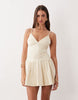 The Frolic exclusive slinky jersey ruched side detail flippy hem mini dress in yellow