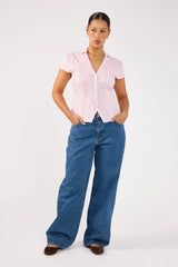 Perfect Stranger Koa Short Sleeve Blouse Pink