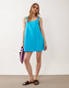 scoop neck shift mini dress in blue