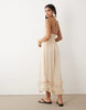 crochet halter midi dress in neutral