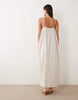 VILA linen touch cami maxi dress in super light melange