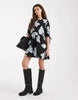 Wednesday's Girl mini smock abstract dress in blue foral