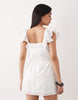 Abercrombie & Fitch boho embroidered mini dress with shorts in white