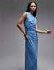 & Other Stories draped midi dress in bright blue