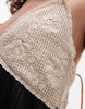 Topshop pintucked waist crochet bust mini dress in black