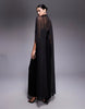 exaggerated cape maxi dress in black