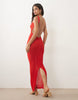 I.AM.GIA Luminara fine knit sleeveless open back maxi dress in red