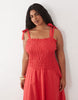 Esmee Curve sleeveless maxi beach dress with trim in red