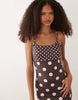 color block cami mini dress in polka dot print