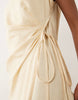 Mango linen mix tie waist sleeveless midi dress in butter yellow