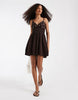 Hollister v neck strappy mini dress in brown