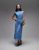 & Other Stories draped midi dress in bright blue