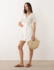 Brave Soul button front mini tea dress in off white with oversized collar and embroidery detail