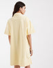 PIECES denim mini shirt dress in pale yellow