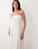 Miss Selfridge linen blend strapless maxi dress in stone