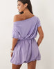 printed palm tree dress in lilac
