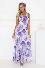 Sunset Flora Halter Maxi Dress Lilac