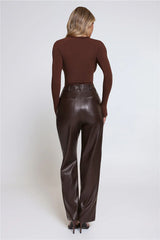 BASE Form Luxe Knit V Neck Long Sleeve Top Chocolate